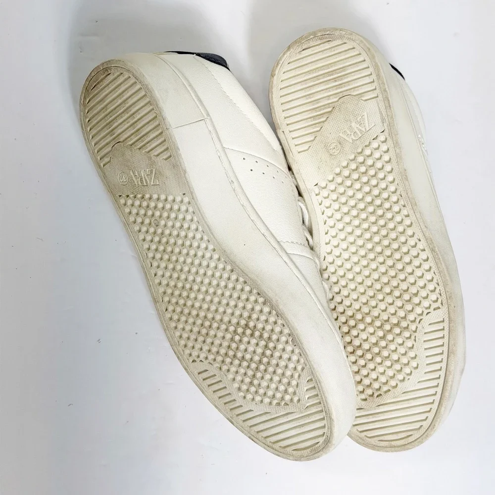 Zara Sneakers Boys EU 32 Size 1 White Navy Blue Low Top Lace Up Casual Shoes